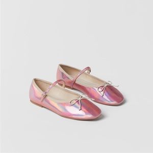 Zara pink iridescent ballet flats NEW! They have never been used